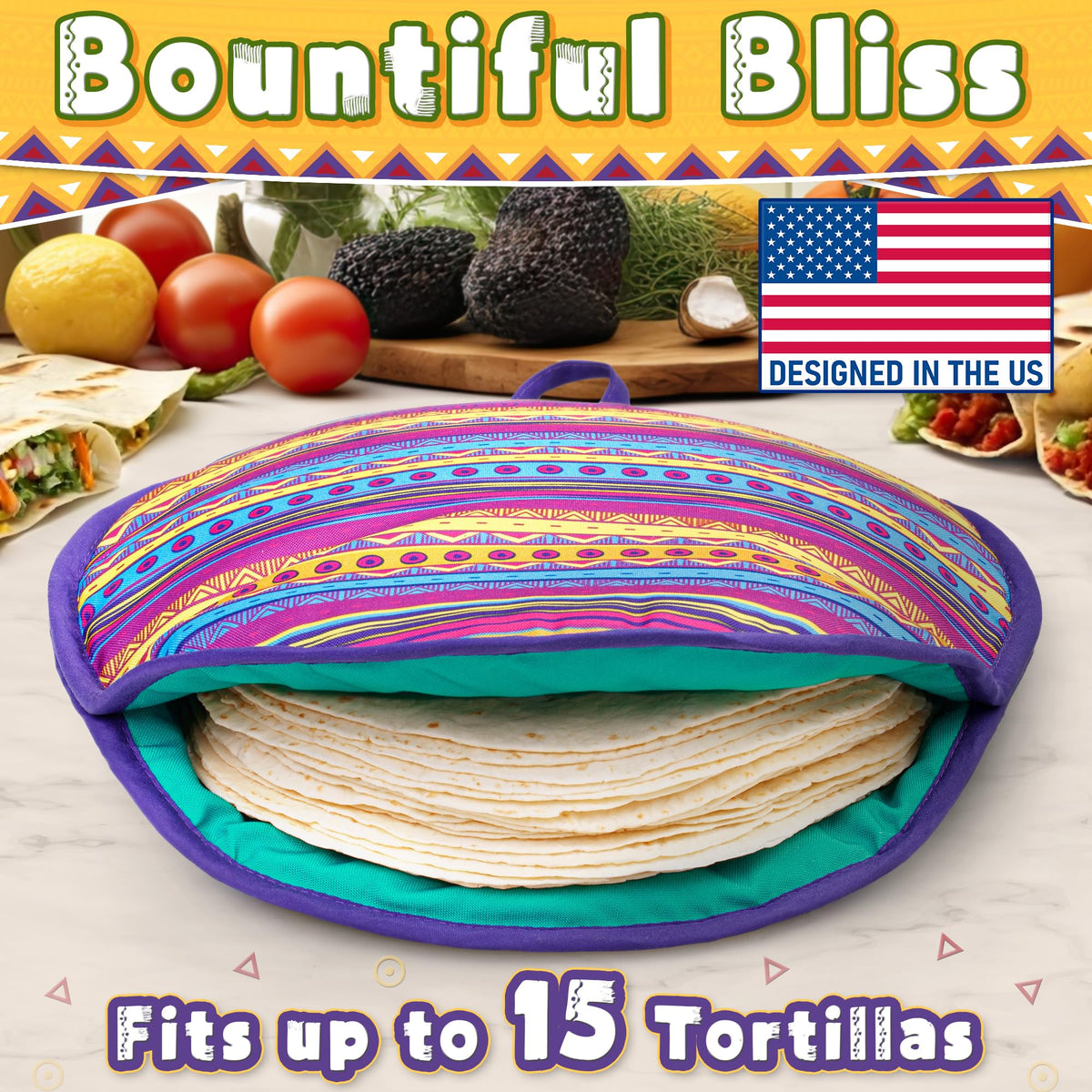 PixiPy tortilla warmer pouch holds up to 15 tortillas at once.