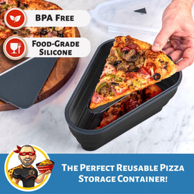 Pizza Pack airtight lid seals slices to keep them fresh