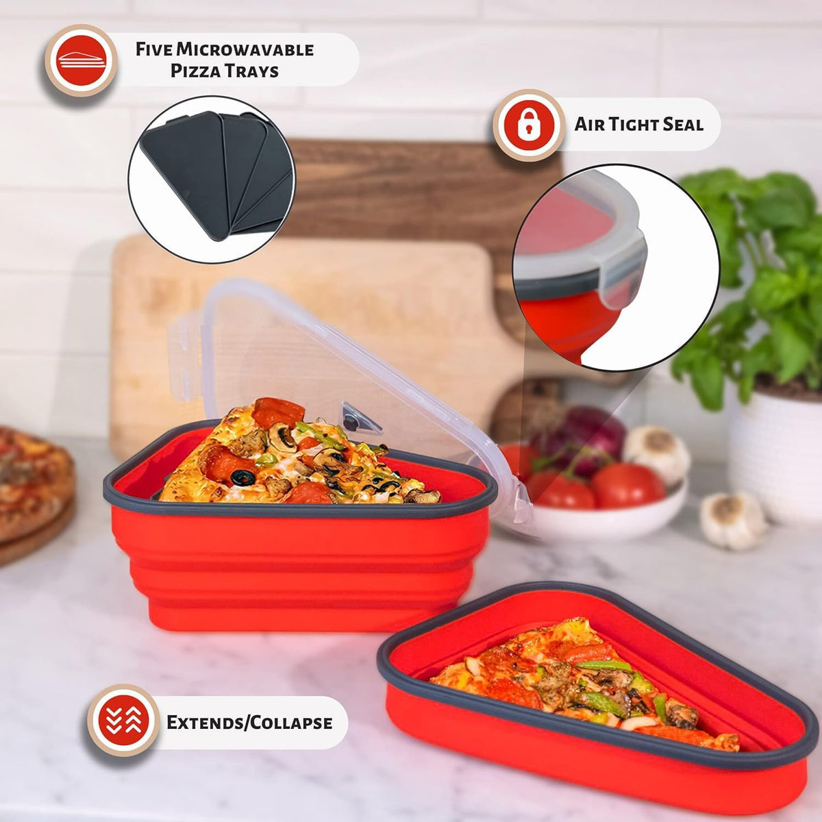 Pizza Pack BPA-free silicone ensures safe, odorless storage