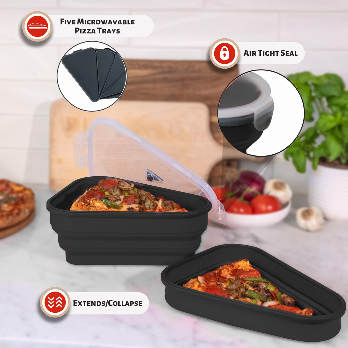 Pizza Pack BPA-free silicone ensures safe odorless storage