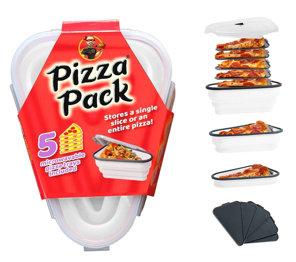 Pizza Pack collapsible container helps organize slices and save space.