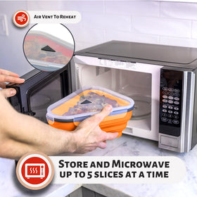 PIZZA PACK five microwavable trays keep slices separated and easy to reheat.