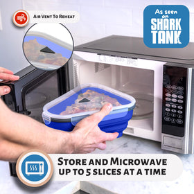 PIZZA PACK five microwavable trays double as reheating plates.
