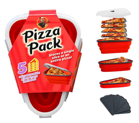 Pizza Pack space saver lid shows collapsible capacity for varying slice counts