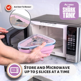 PIZZA PACK five microwavable divider trays double as reheating plates.