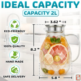 PJCKitchen borosilicate pitcher featuring temperature resistance for hot and cold beverages