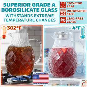 PJCKitchen pitcher with 2-way stainless steel lid for controlled pouring and spills prevention
