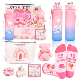 PKHGD gift set box with 10th birthday items for her, stylish and celebratory.