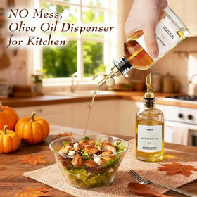 PLACHIDAY glass bottle 11.8 oz clear for fresh, spill-free cooking
