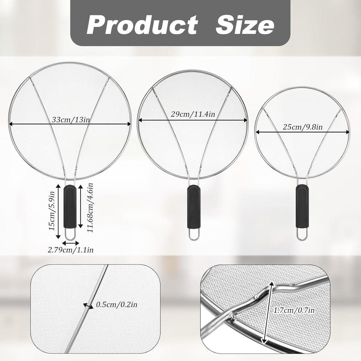 PLACHIDAY splatter screen 11.4-inch on pan contains splatter for medium skillets