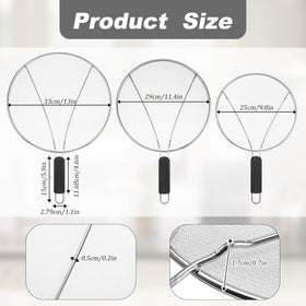 PLACHIDAY splatter screen 11.4-inch on pan contains splatter for medium skillets