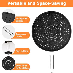 PLACHIDAY splatter-screen 13-inch guard covers large skillets