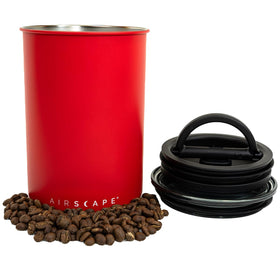 Planetary Design Airscape coffee canister front view highlighting its stainless steel build for freshness