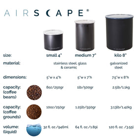 Small Airscape stores about 250 g of coffee in a compact canister