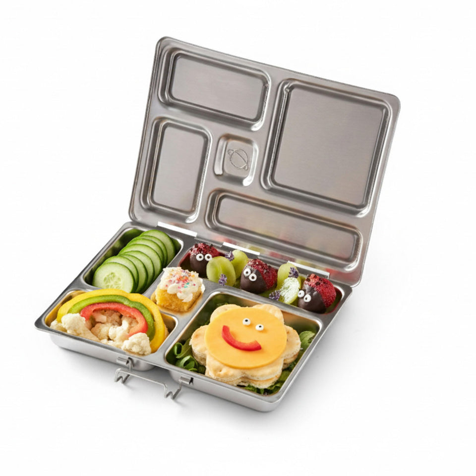 PlanetBox Rover five-compartment lunch box keeps meals organized for kids.