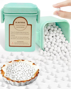 Plantional Pie Weights ceramic beads totaling 1.5 lb for even blind baking.