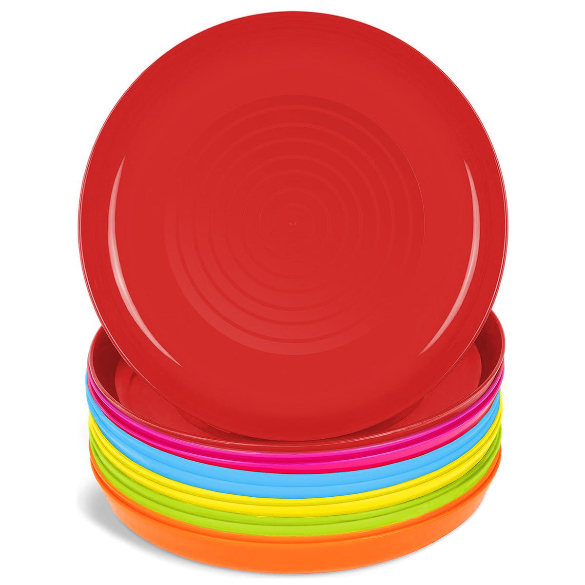 PLASKIDY 12-pack kids plates in bright colors for appealing toddler meals