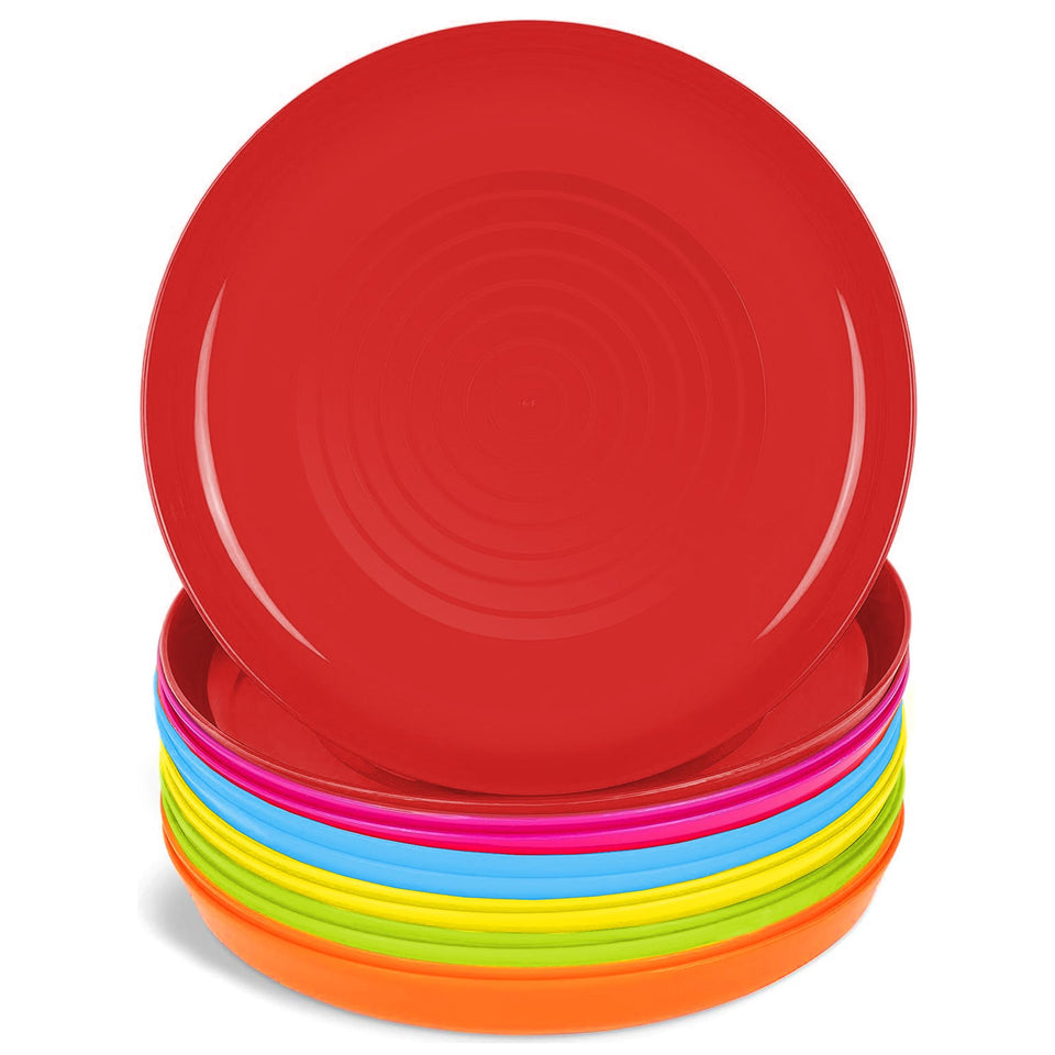 PLASKIDY 12-pack kids plates in bright colors for appealing toddler meals