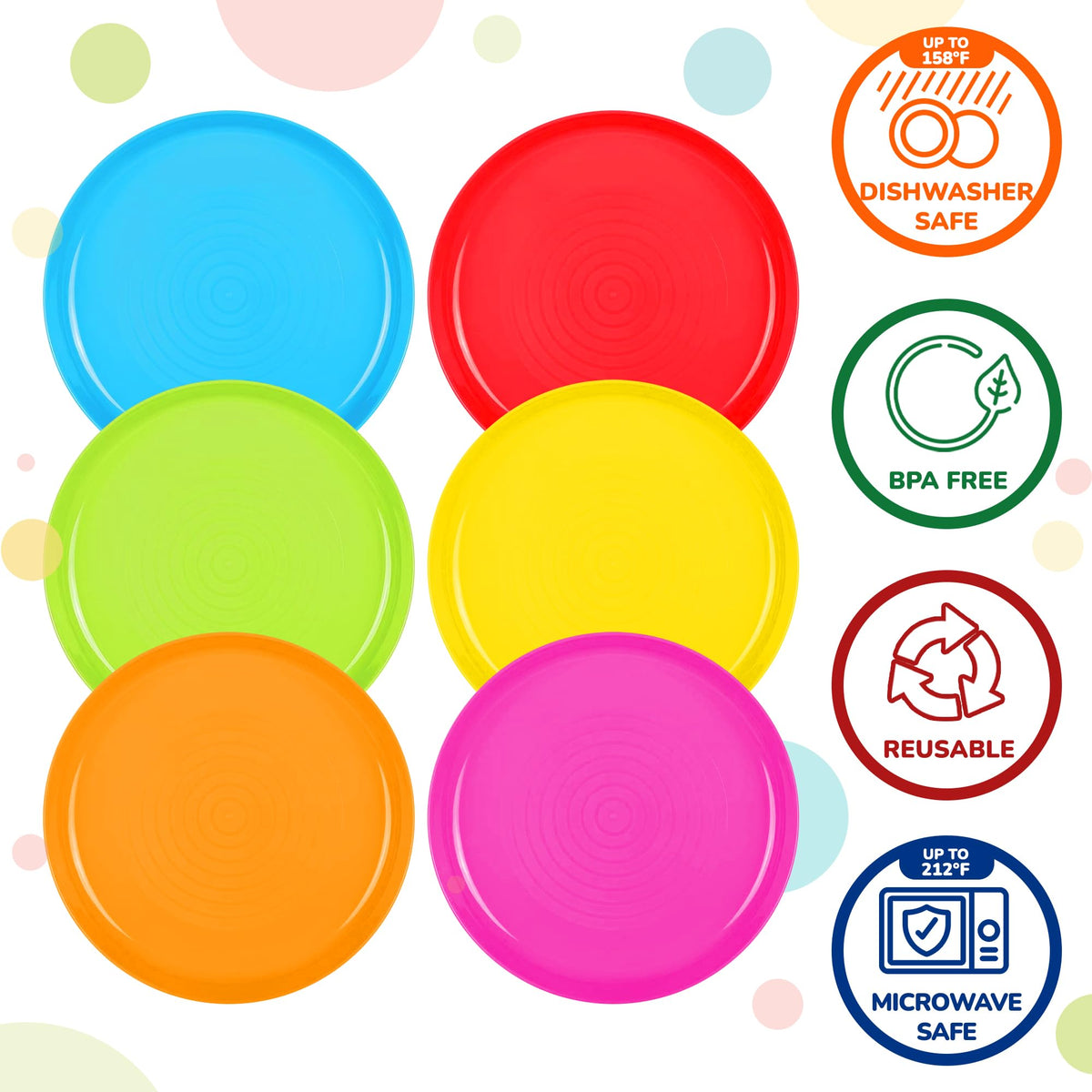 PLASKIDY stacked plates save space with a durable, stackable design