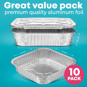 Plastible aluminum baking pan ideal for cakes, brownies, and casseroles.