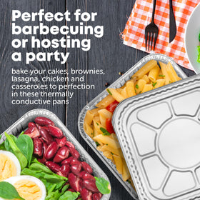 Closeup of Plastible pan with lid showing secure seal for leftovers.