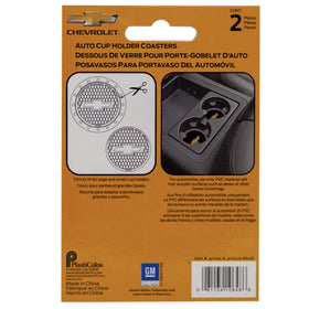 Plasticolor Bowtie Gold Coaster in a car cup holder for moisture protection.
