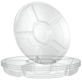 Plasticpro 6-section round tray showing six compartments for organized snacks