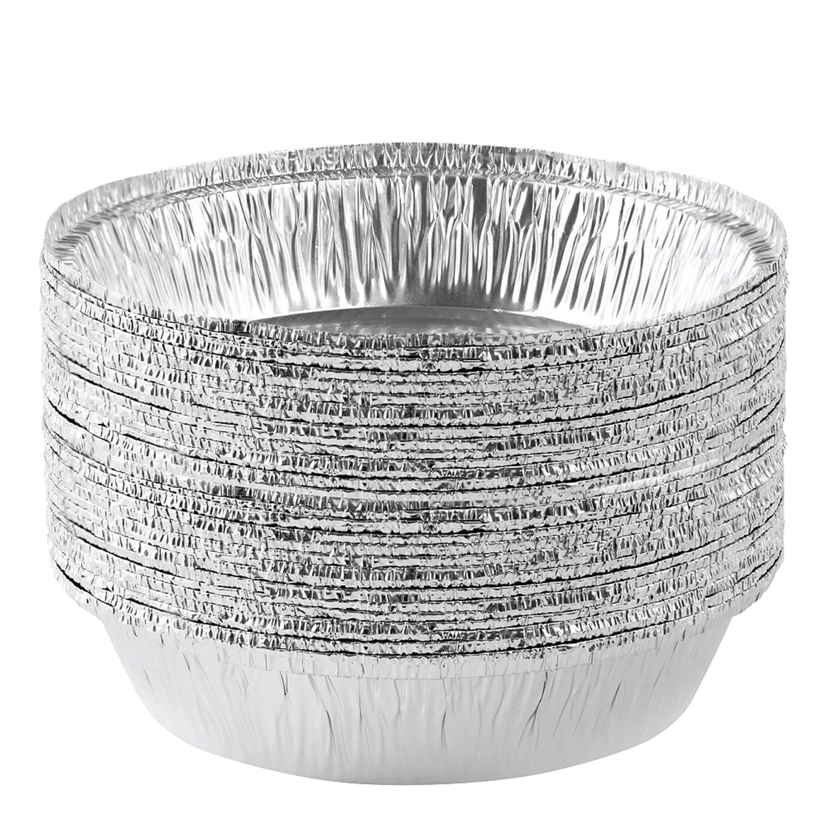 PLASTICPRO 7-inch round tin foil pan with a sturdy rim for baking.