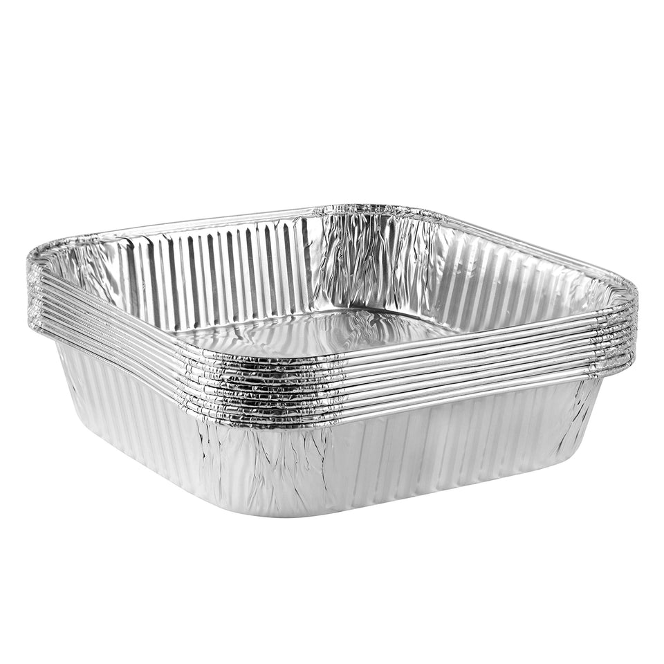 Plasticpro 8x8 square pan top view, ideal for quick bake-and-serve desserts.