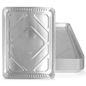 PLASTICPRO aluminum pans 10-pack set ready for bake-and-discard convenience.