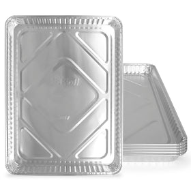 PLASTICPRO aluminum pans 5-pack — disposable cookie sheets — ready for quick oven baking.