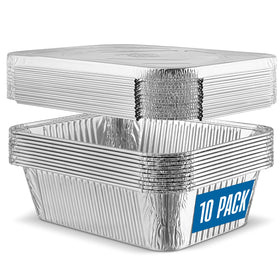 PLASTICPRO aluminum 8x10 pan with lid for easy meal prep and storage.