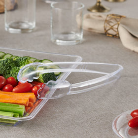 Plasticpro BPA-free clear serving tongs for safe food service.