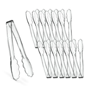 Plasticpro clear serving tongs 7.5 inch ideal for salads and buffets.