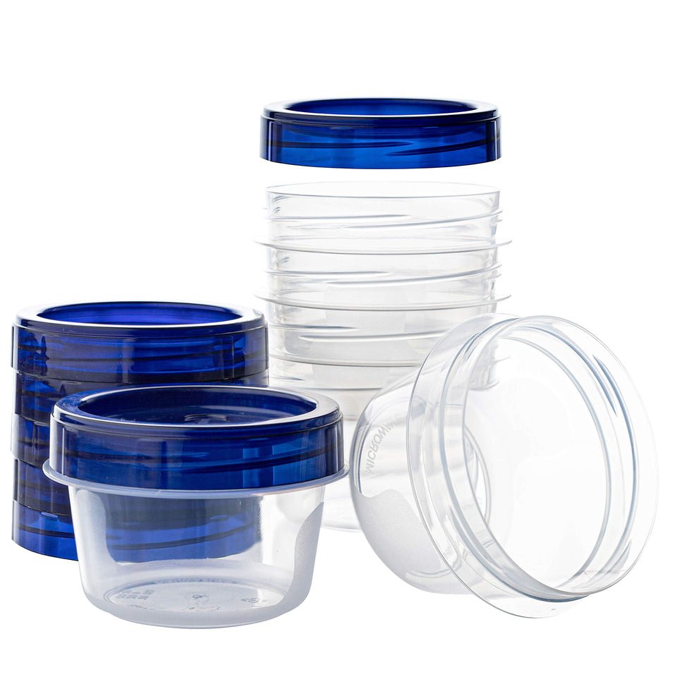 PlasticPro deli container with clear bottom and blue twist lid for easy visibility