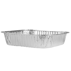Plasticpro pack of 10 pans arranged for catering use.