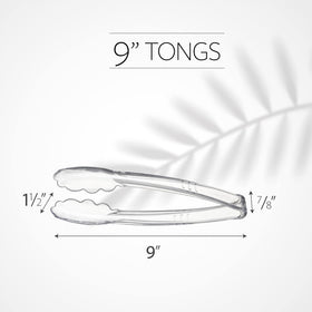 Plasticpro reusable clear serving tongs for hot and cold foods.