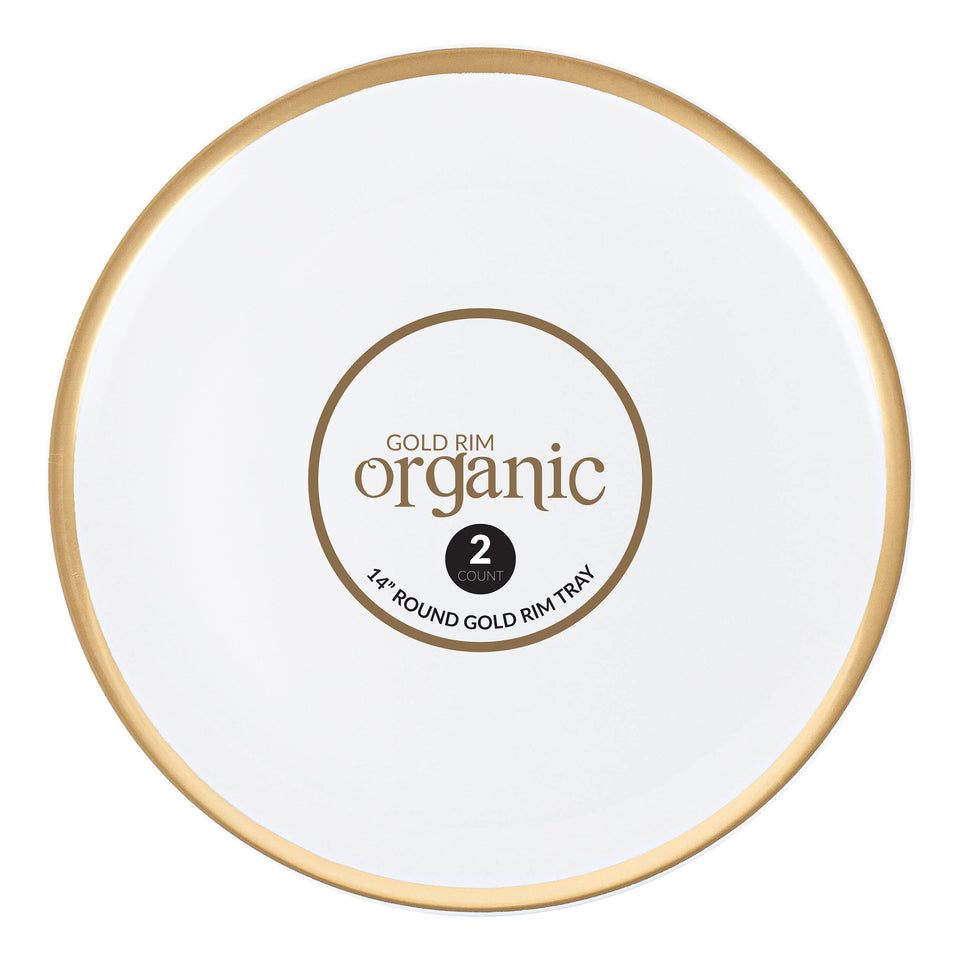 Plasticpro round serving tray with gold rim 14x14 ideal for party display