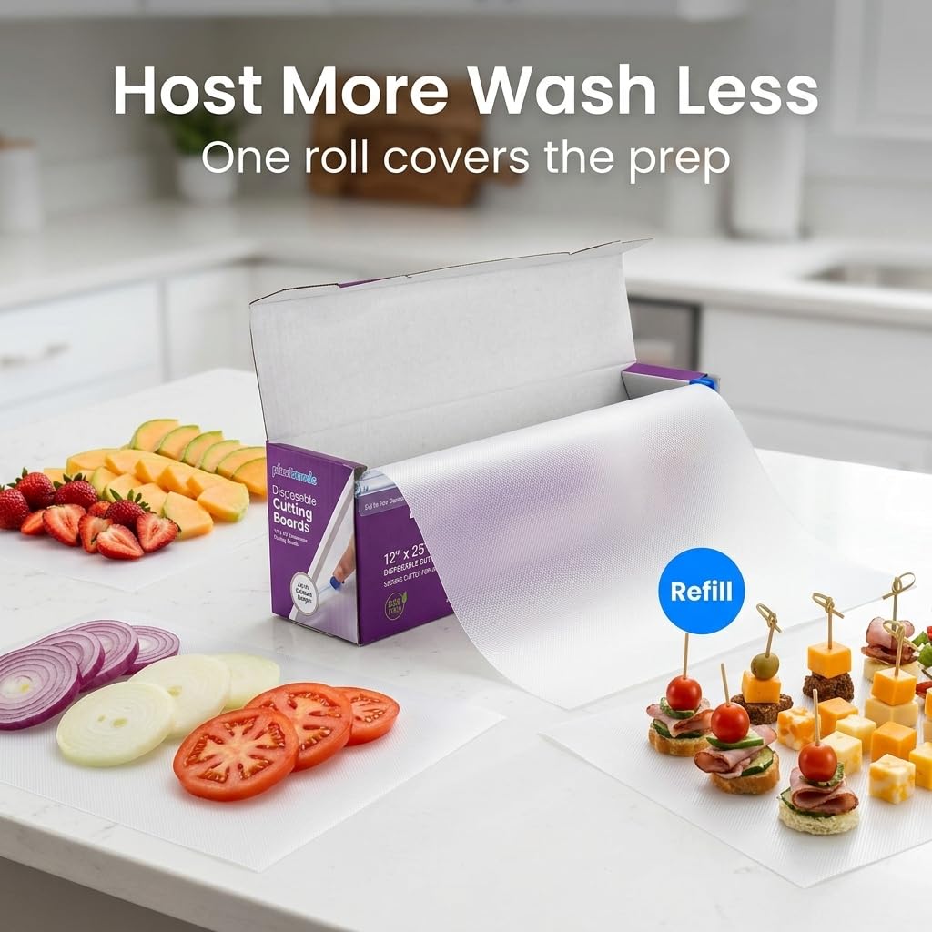 Plastimade knife-safe surface protects blades during prep.