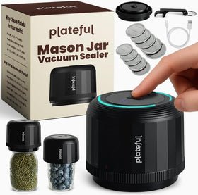 Plateful vacuum sealer for wide-mouth jars with included lids seals freshness fast.