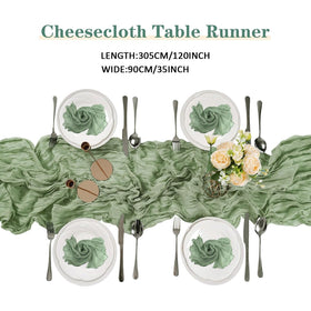 Boho gauze fabric table runner enhances wedding table decor