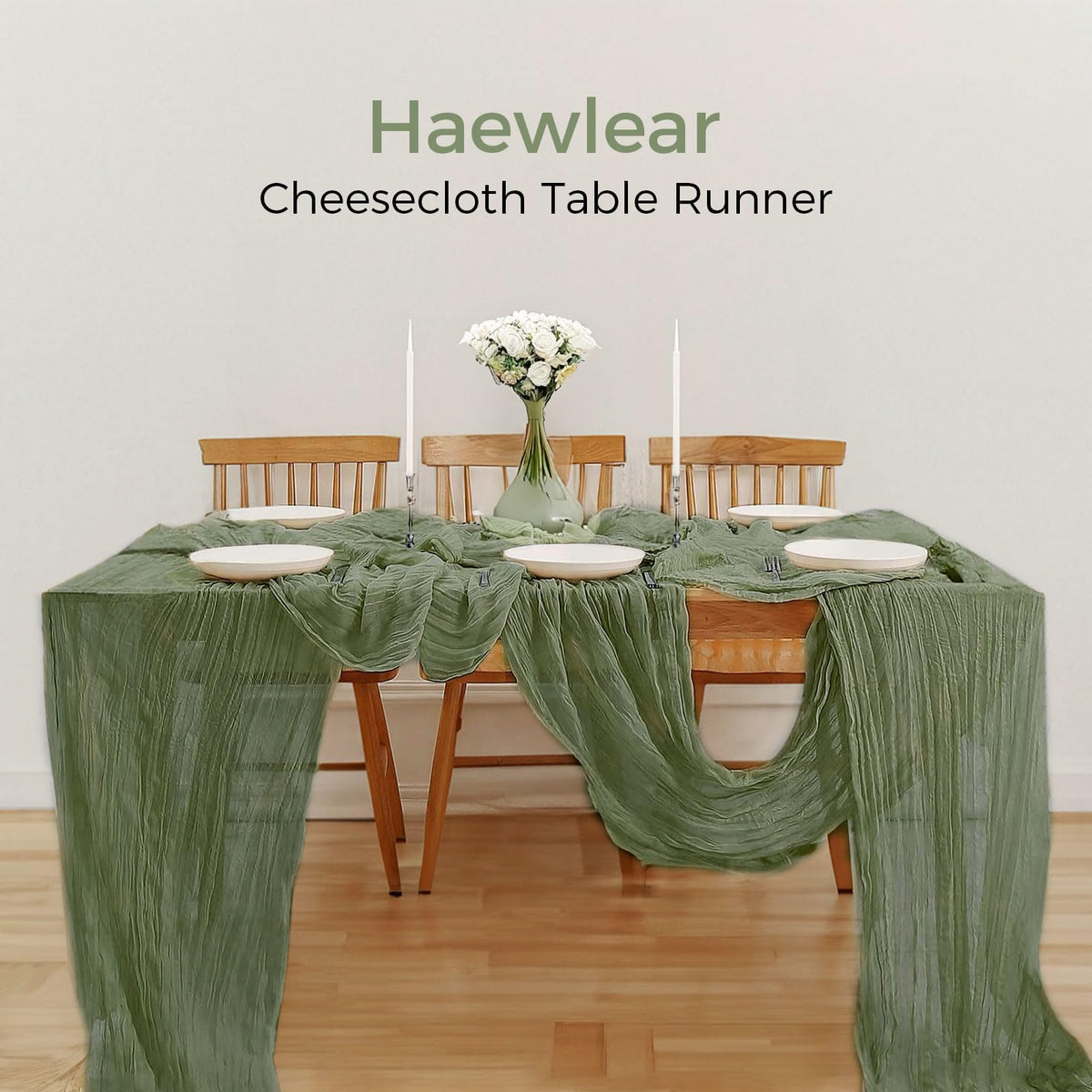 Romantic dinner setup with PlatolPro cheesecloth runner and ambient lighting