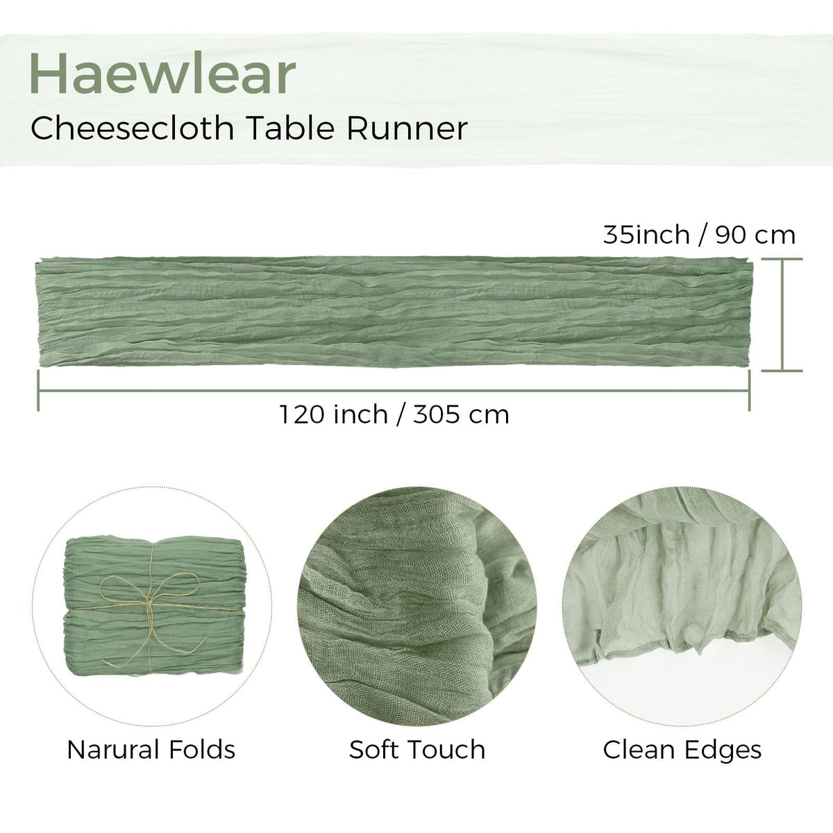 Sage green table runner adds texture to dining setup