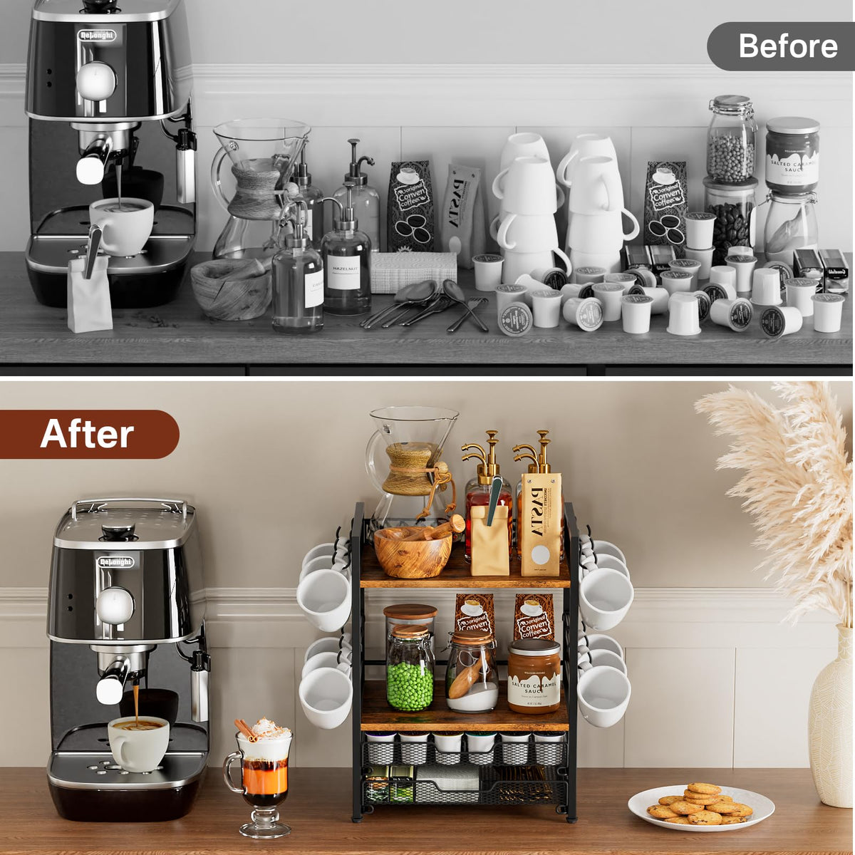 Plaviya pod-drawer capacity stores up to 60 coffee pods
