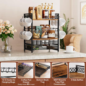 Plaviya mug hooks hold 12 cups with adjustable spacing