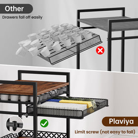 Five-tier design maximizes storage for machines, mugs, and accessories.
