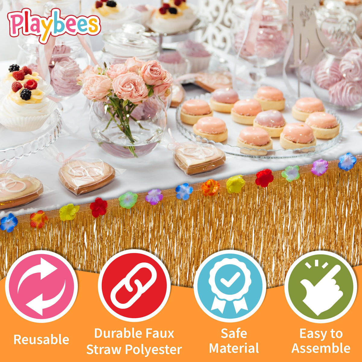 Playbees adhesive strips enable secure quick setup.