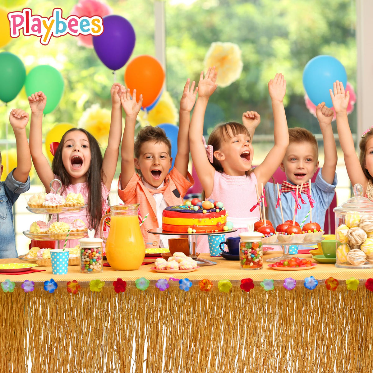 Playbees hibiscus flowers detail adds authentic island charm.