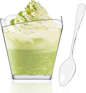 PLAZOTTA clear dessert cups 3.5 oz showcase treats at parties with easy stacking.