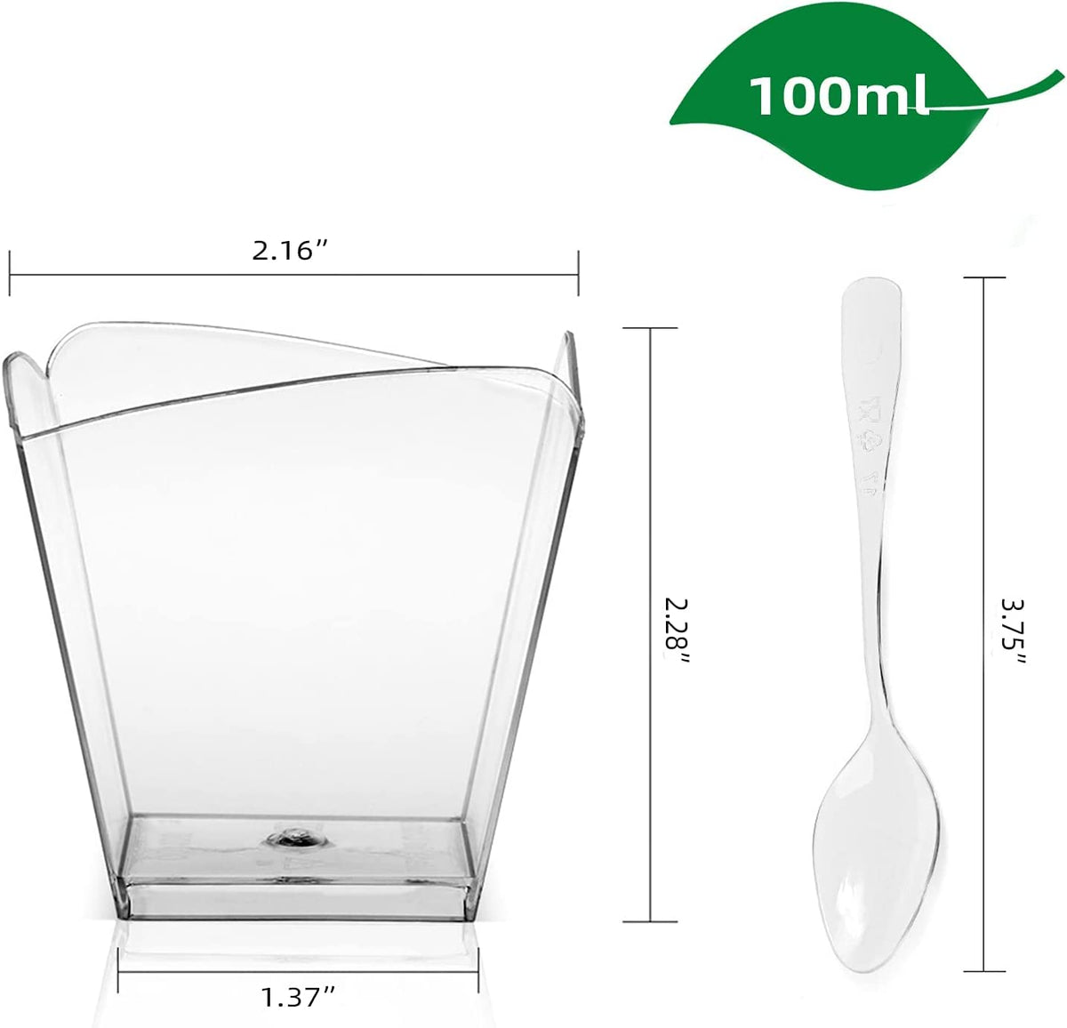PLAZOTTA square parfait cups with spoons ideal for elegant desserts at weddings.